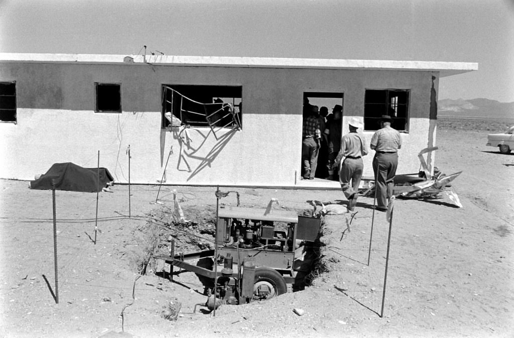 After a nuclear weapon test, Nevada, 1955.