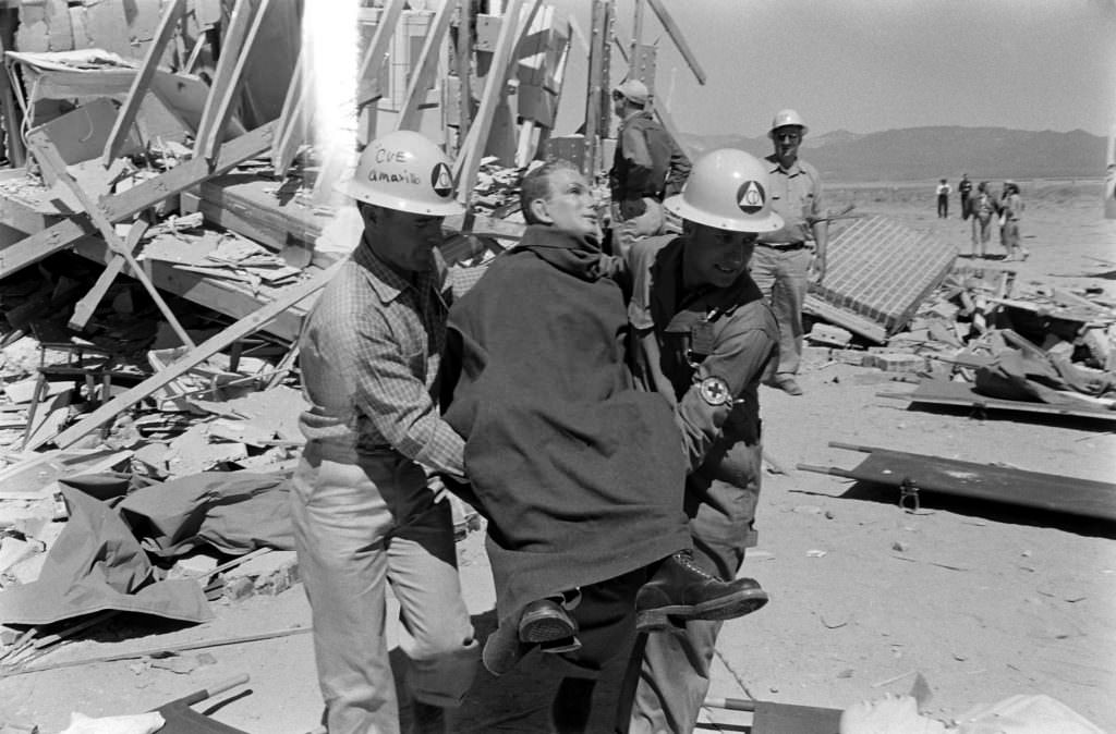 After a nuclear weapon test, Nevada, 1955.