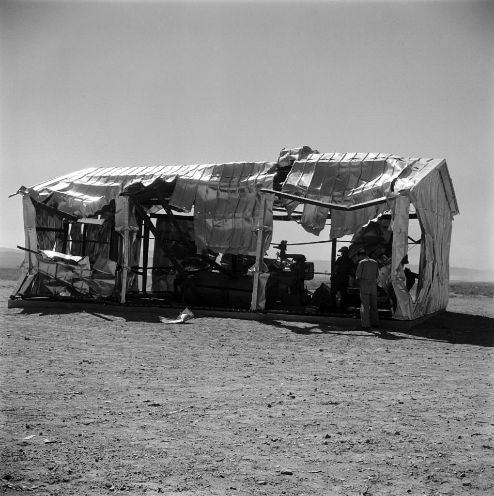 After a nuclear weapon test, Nevada, 1955.