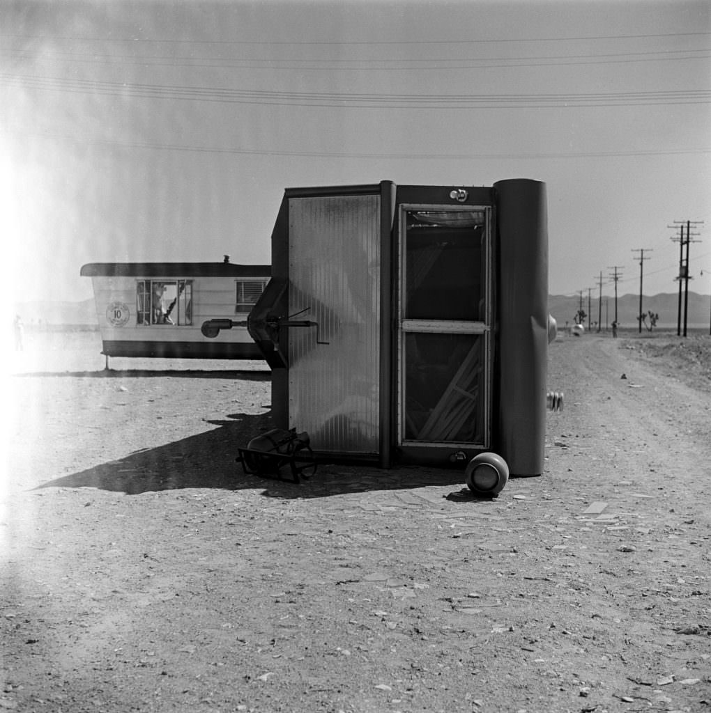 After a nuclear weapon test, Nevada, 1955.