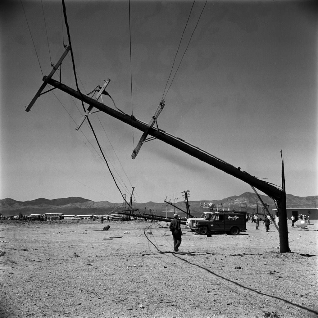 After a nuclear weapon test, Nevada, 1955.