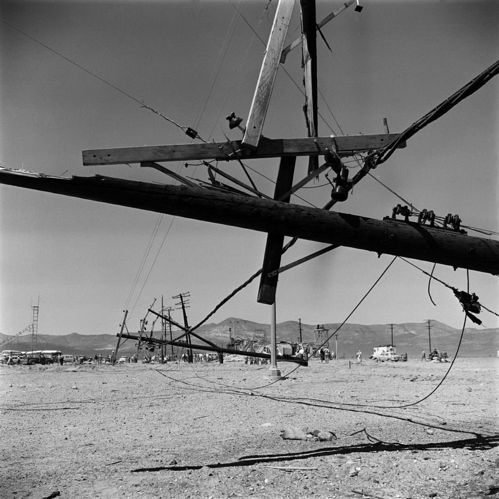 After a nuclear weapon test, Nevada, 1955.