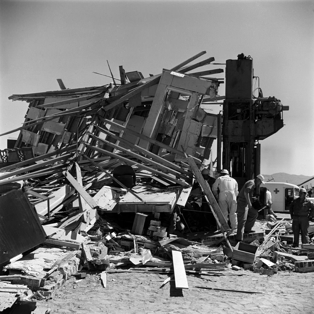 After a nuclear weapon test, Nevada, 1955.