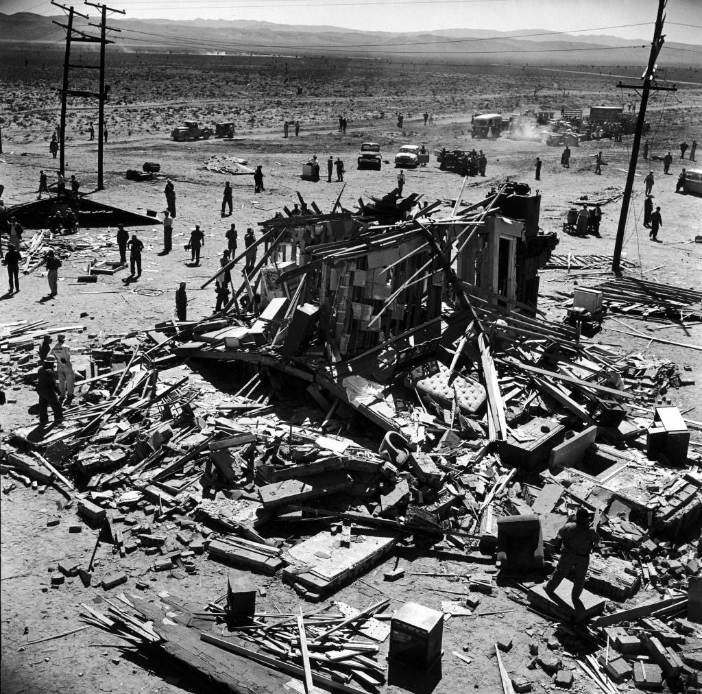 After a nuclear weapon test, Nevada, 1955.