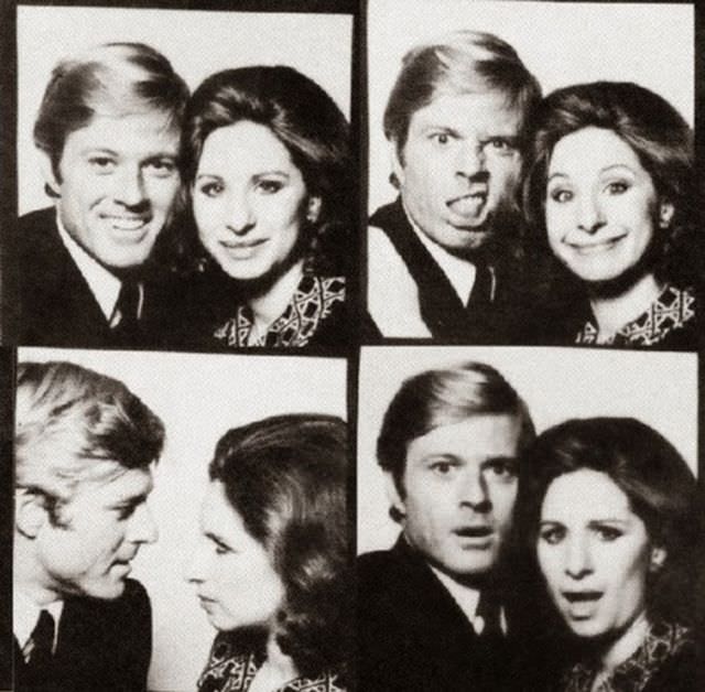 Robert Redford and Barbara Streisand acting goofy, 1973