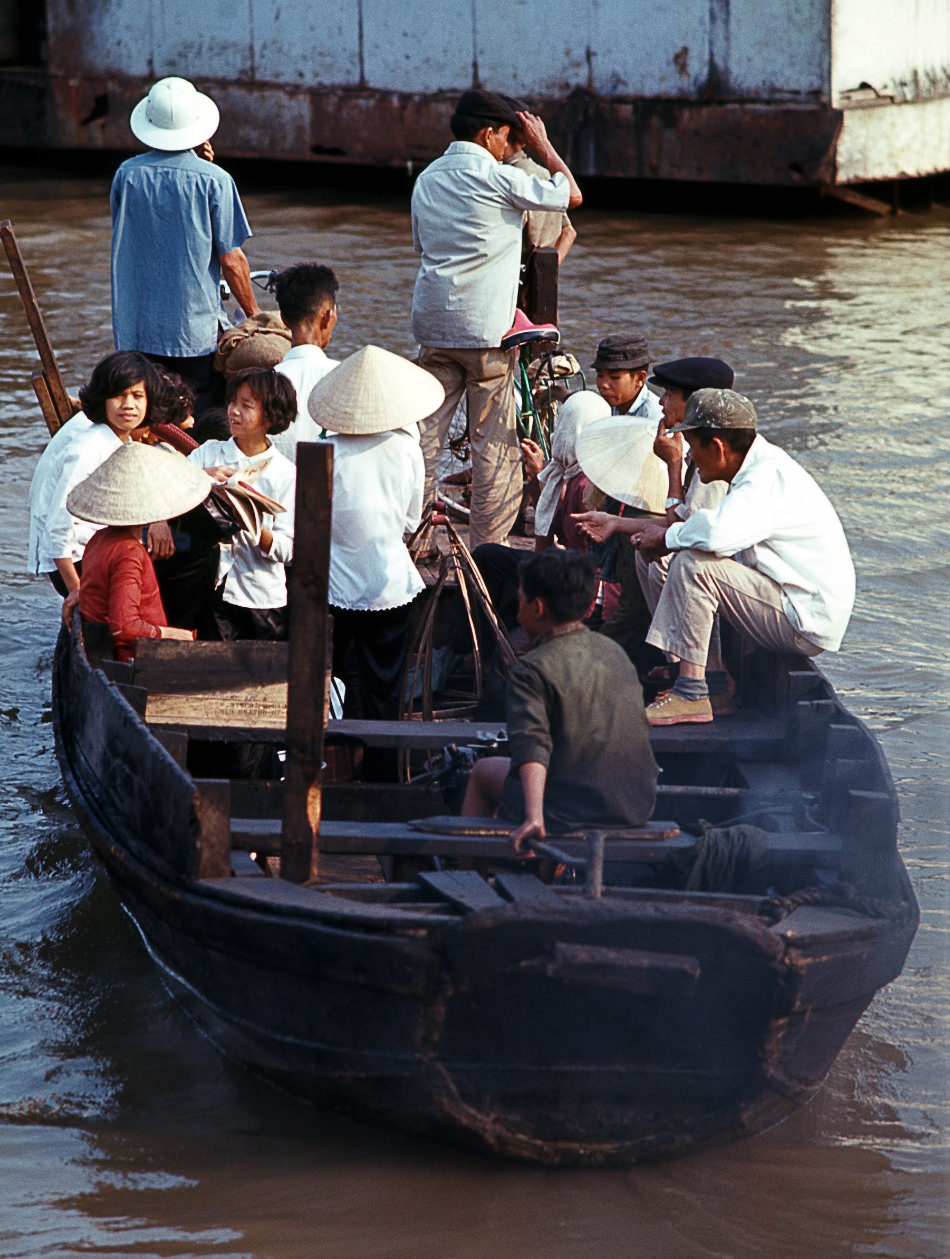 A water taxi on the Saigon River, 1968.