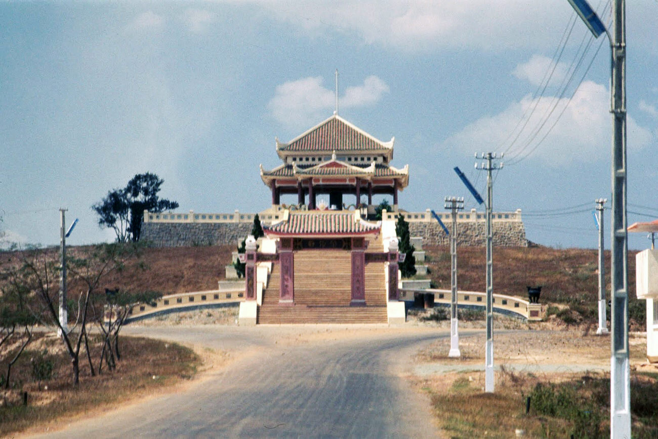 A temple on the Bien Hoa Highway, ARVN cemetery, 1968.