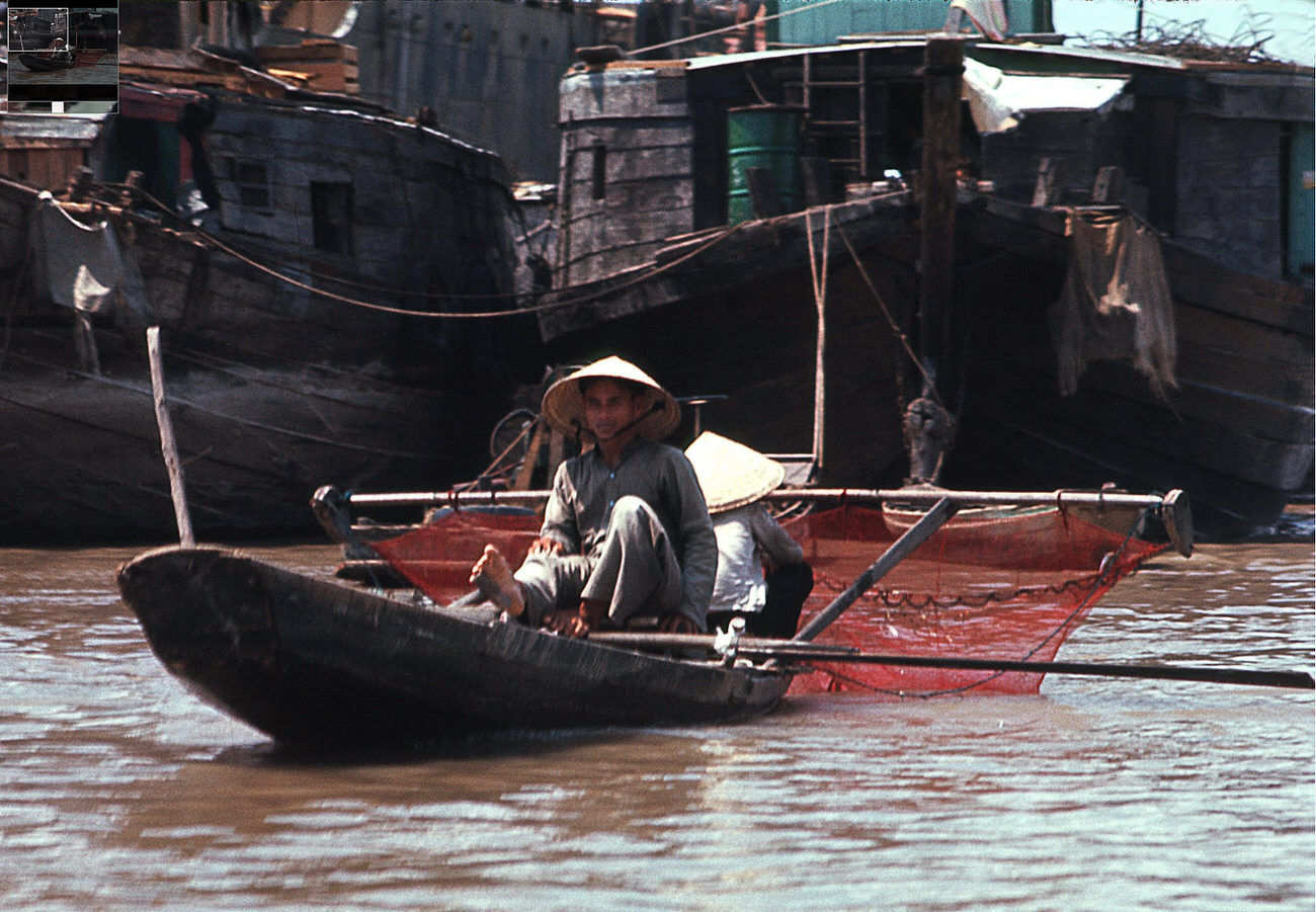 A family on the Saigon River, 1968.