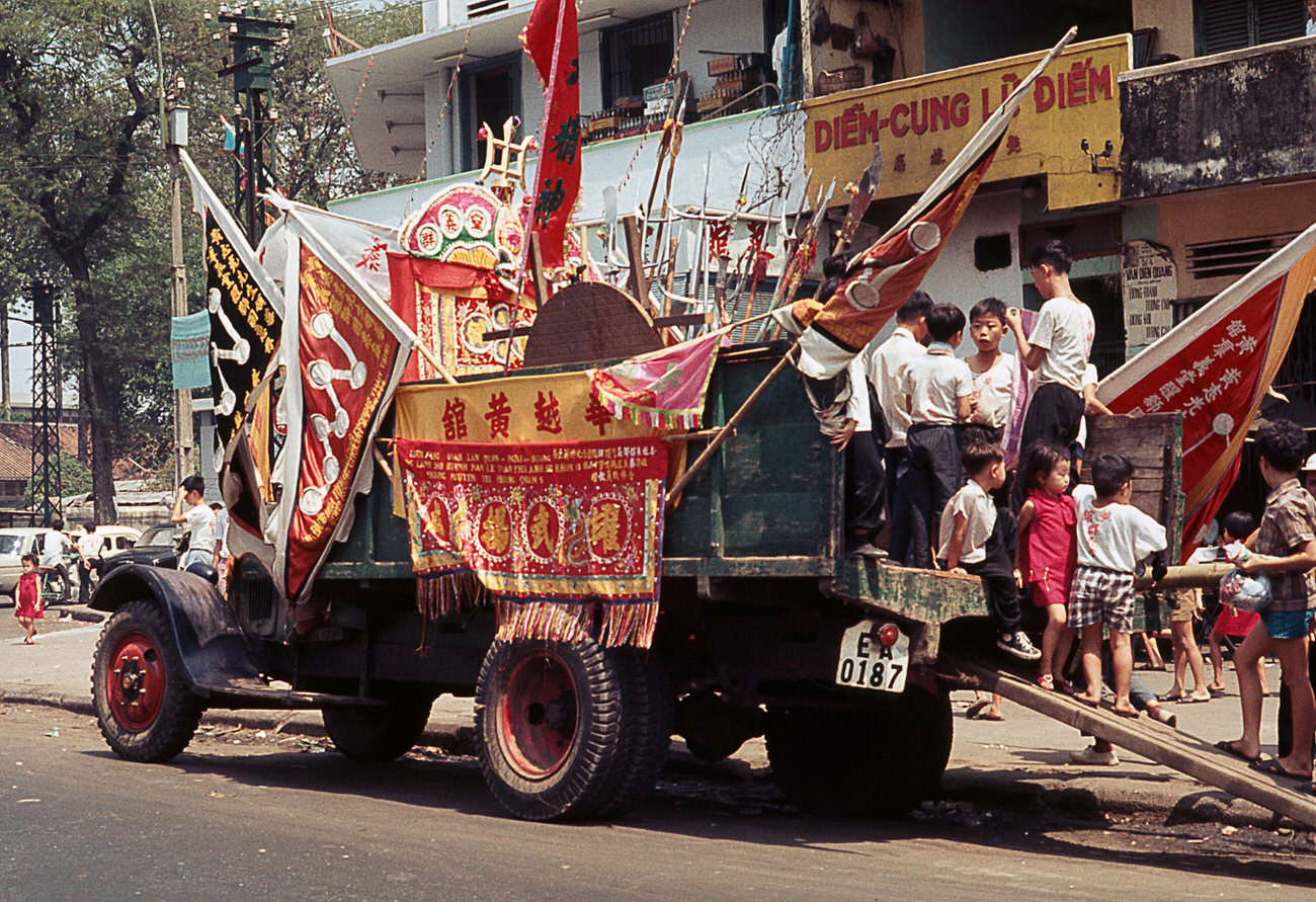 Jars of nuoc mam (fish sauce), 1968.