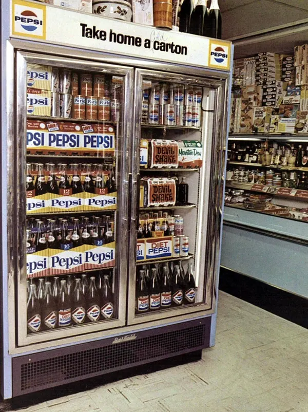 A Pepsi refrigerator display from 1966.