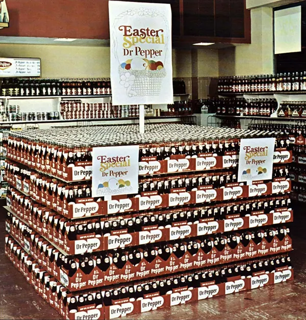 Dr Pepper supermarket display, 1969.