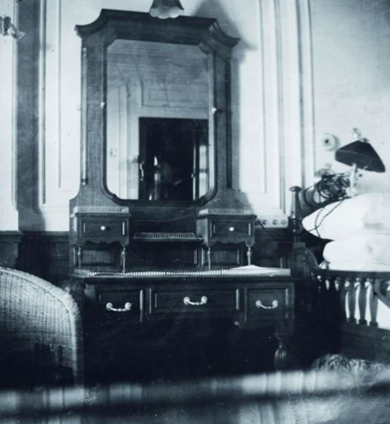 The bedroom in the Browne suite aboard the Titanic, which would have been elegant in any location.