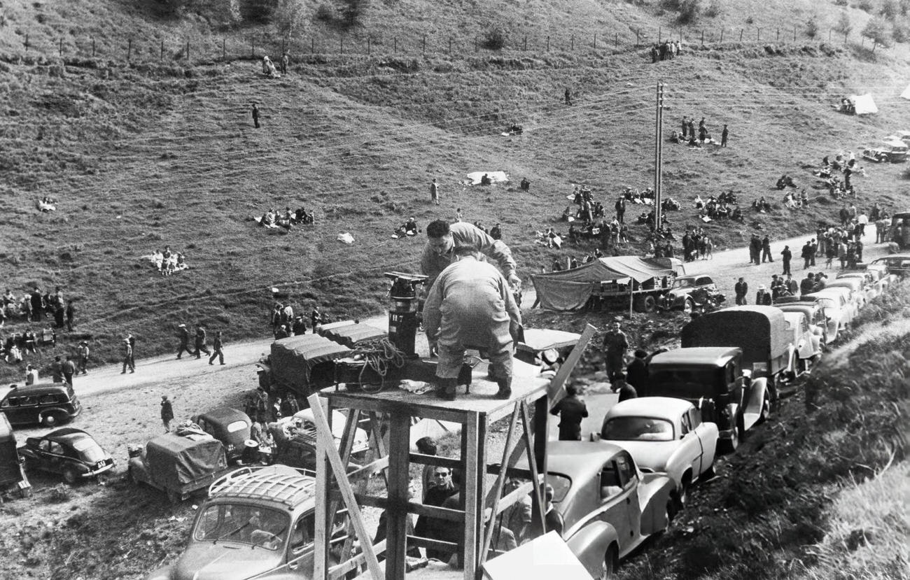 A typical day during the Tour de France, 1953.