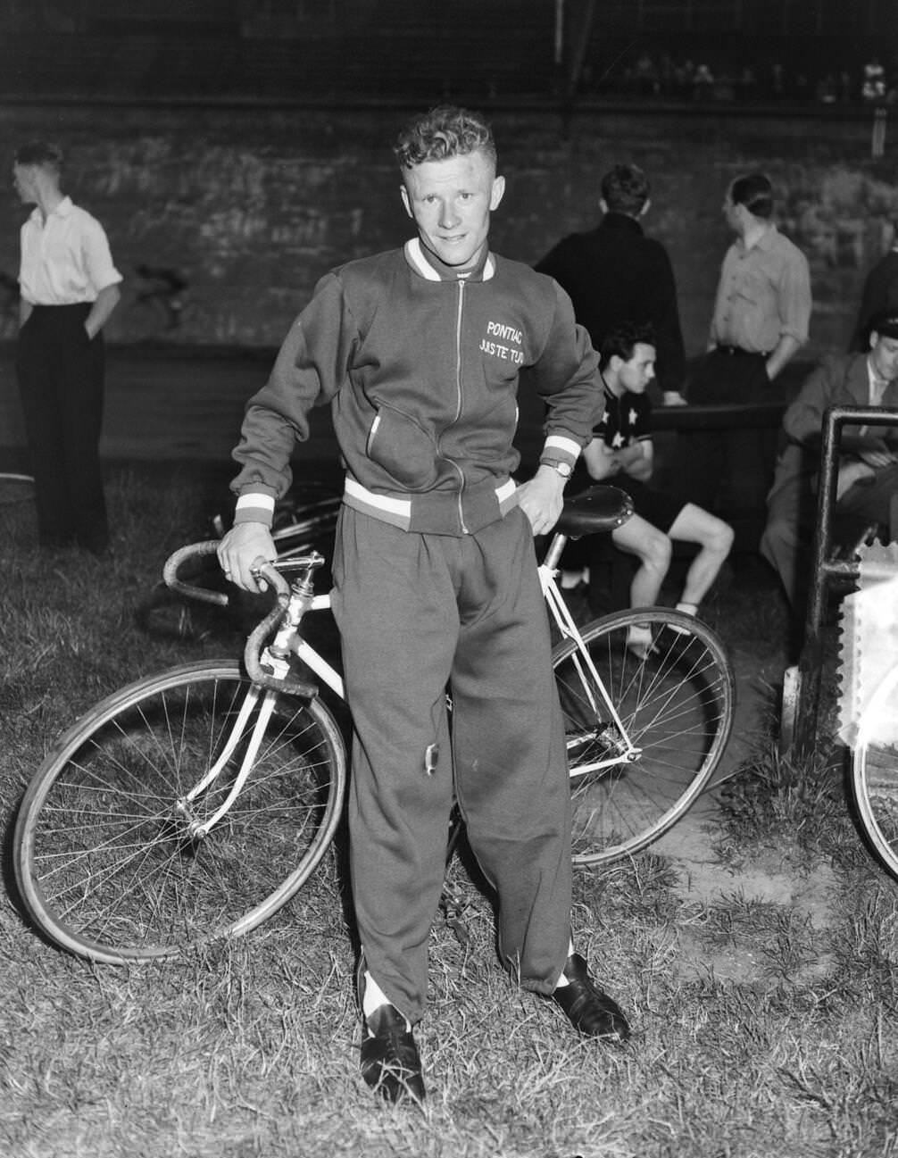 A Tour de France team at the Olympic Stadium, 1953.