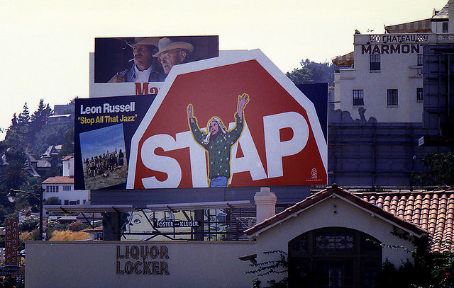 Vintage Music Billboards on Sunset Boulevard, California from the Mid-1970s