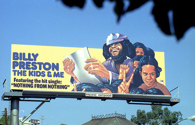 Vintage Music Billboards on Sunset Boulevard, California from the Mid-1970s