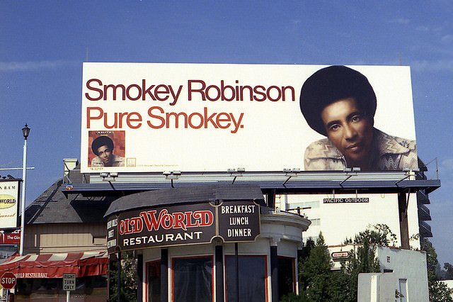 Vintage Music Billboards on Sunset Boulevard, California from the Mid-1970s