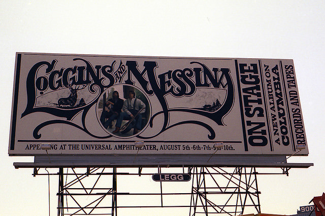 Vintage Music Billboards on Sunset Boulevard, California from the Mid-1970s