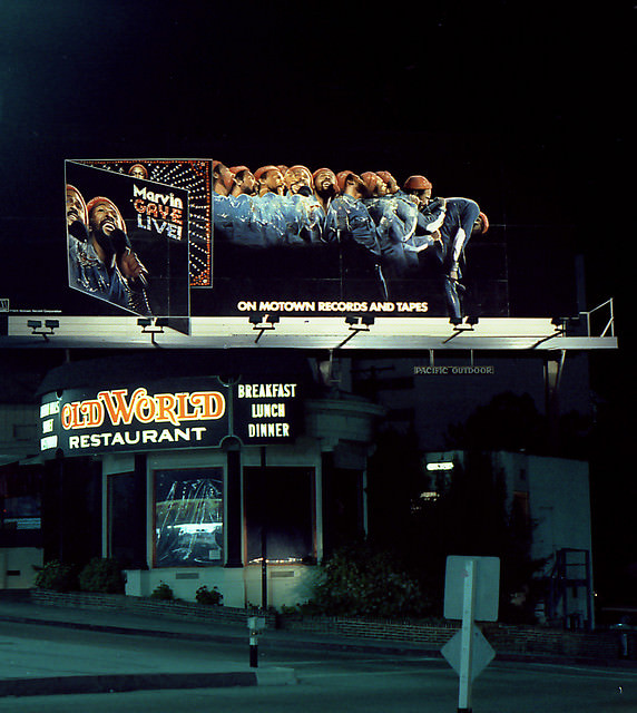 Vintage Music Billboards on Sunset Boulevard, California from the Mid-1970s