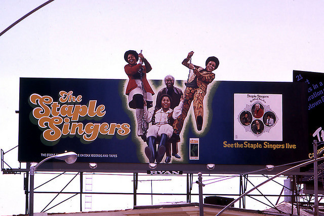 Vintage Music Billboards on Sunset Boulevard, California from the Mid-1970s