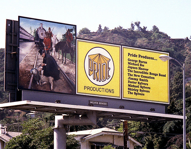 Vintage Music Billboards on Sunset Boulevard, California from the Mid-1970s