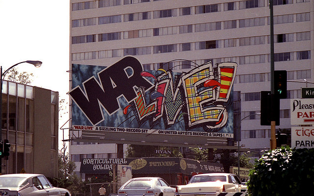 Vintage Music Billboards on Sunset Boulevard, California from the Mid-1970s