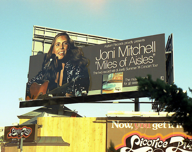 Vintage Music Billboards on Sunset Boulevard, California from the Mid-1970s