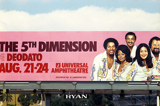 Vintage Music Billboards on Sunset Boulevard, California from the Mid-1970s