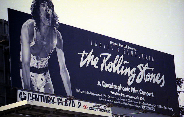 Vintage Music Billboards on Sunset Boulevard, California from the Mid-1970s