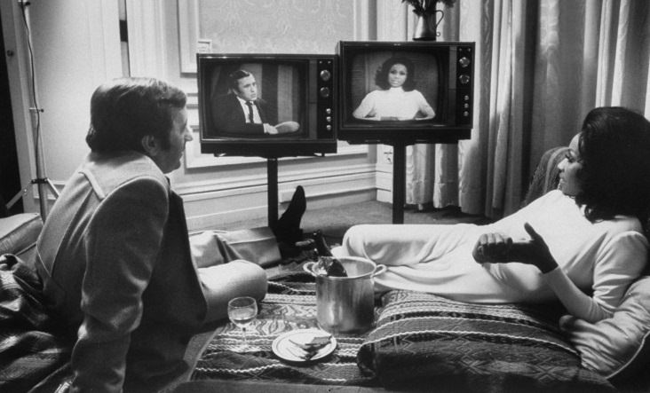 People Watching TV Vintage Photos