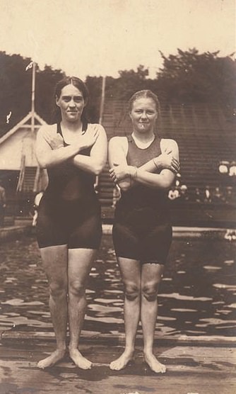 Fanny Durack and Mina Wylie, Australia's first women Olympians, 1912.