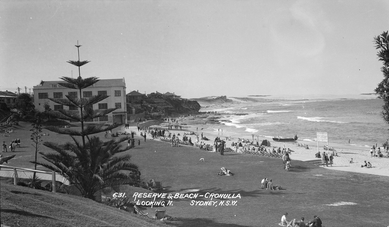 Reserve and beach, Cronulla, Sydney, 1928.