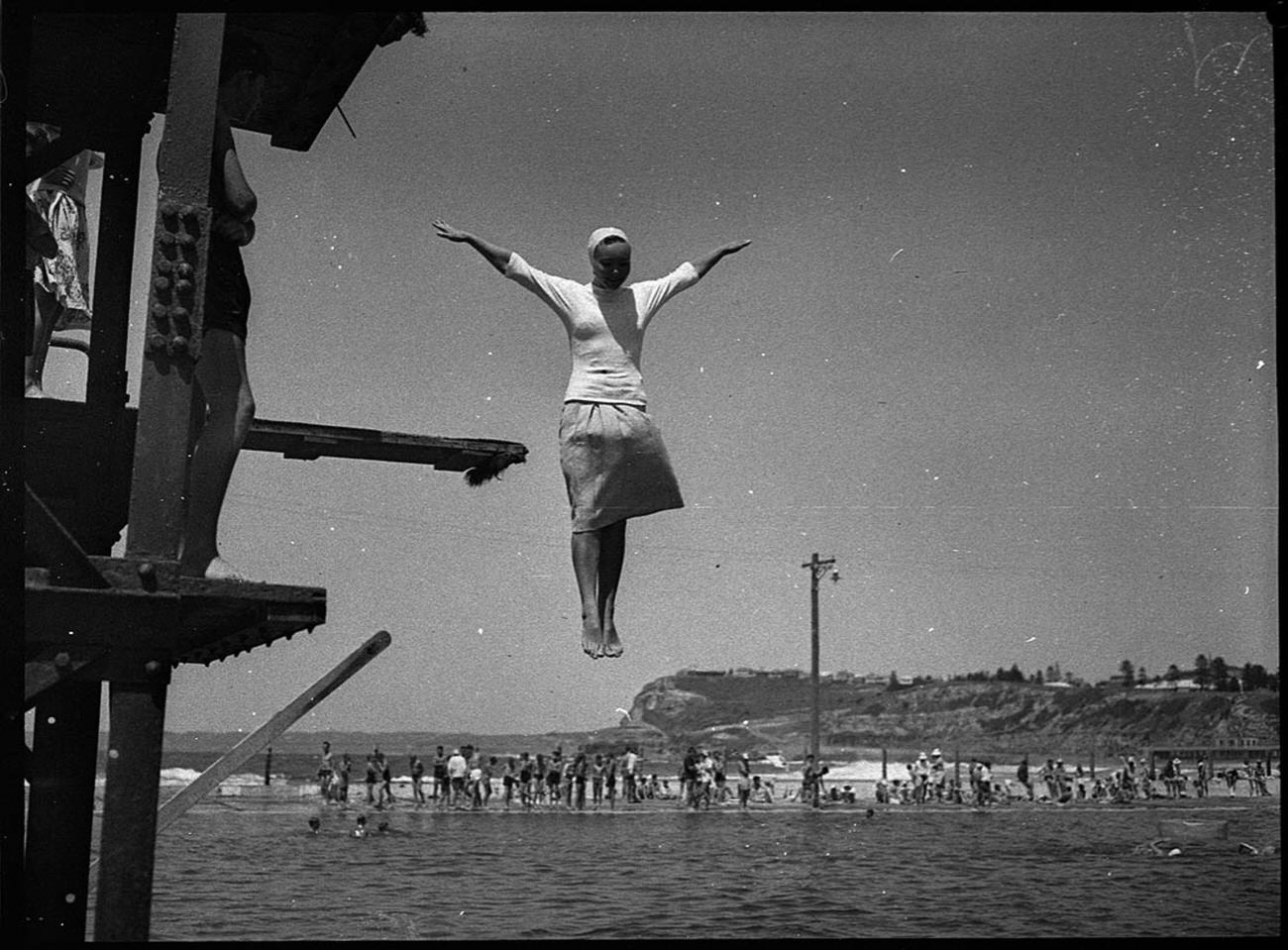 Swimming exams at Newcastle Ocean Baths.