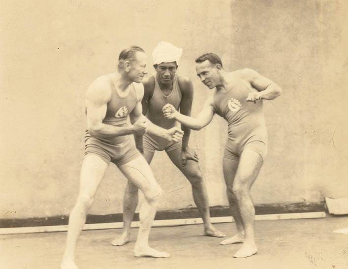 Snowy Baker, Duke Kahanamoku, and Frank Beaurepaire in Sydney, 1910s-1920s.