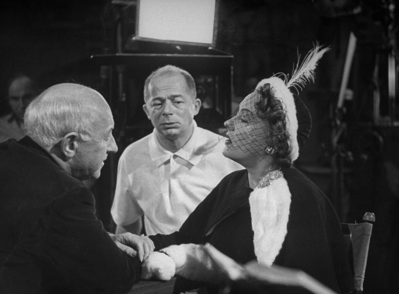 Cecil B. DeMille, Billy Wilder and Gloria Swanson during the filming of Sunset Boulevard, 1949.