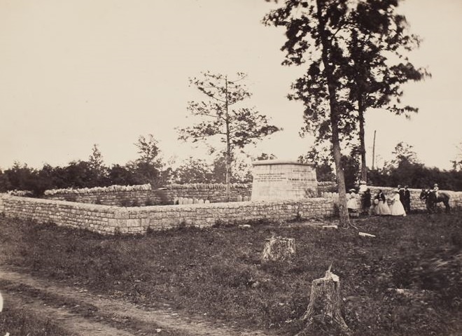 Graveyard and monument of Hazen's Brigade on Stones River battleground, 1865