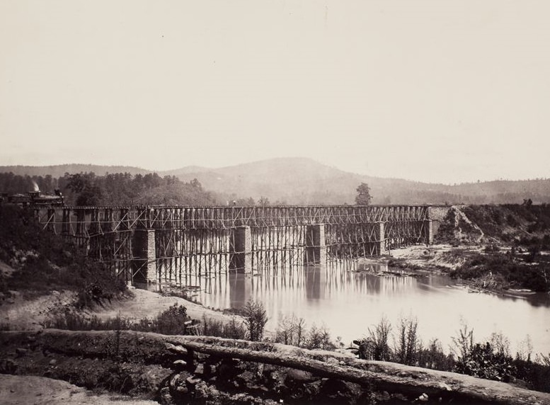 Railroad bridge across Etowah River, Georgia, 1865