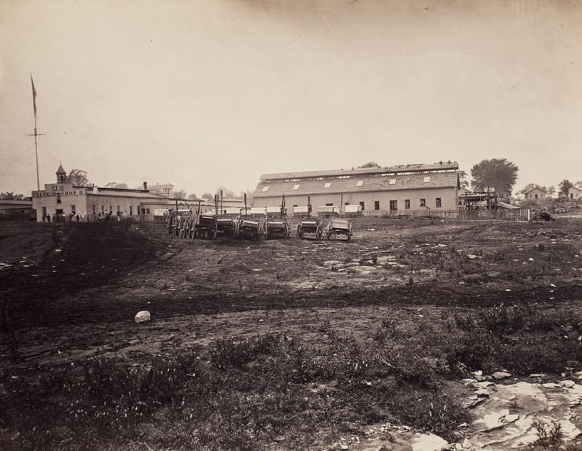 Wagons outside a wagon repair shop, 1865