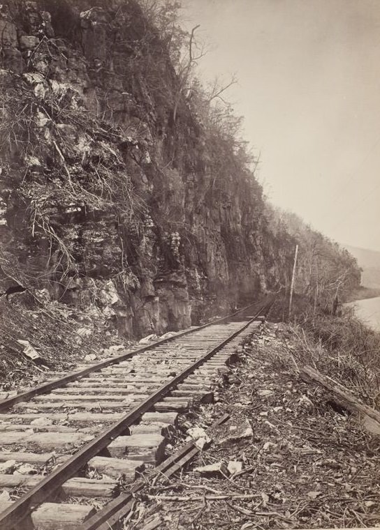 Chattanooga, Tennessee: Nashville & Chattanooga Railroad at the foot of Lookout Mountain, 1865