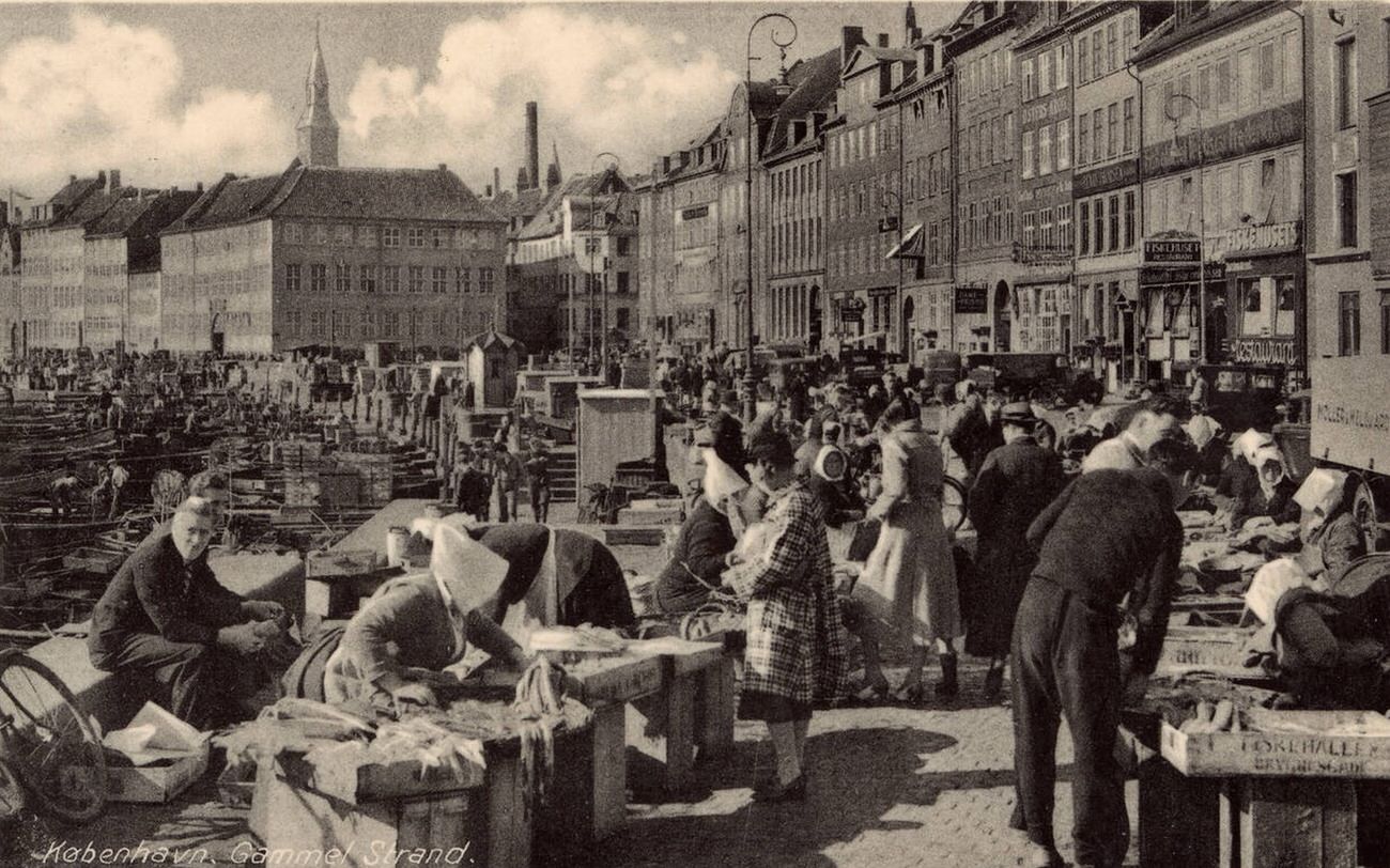 Gammel Strand Fish Market, Copenhagen, Denmark, 1930s