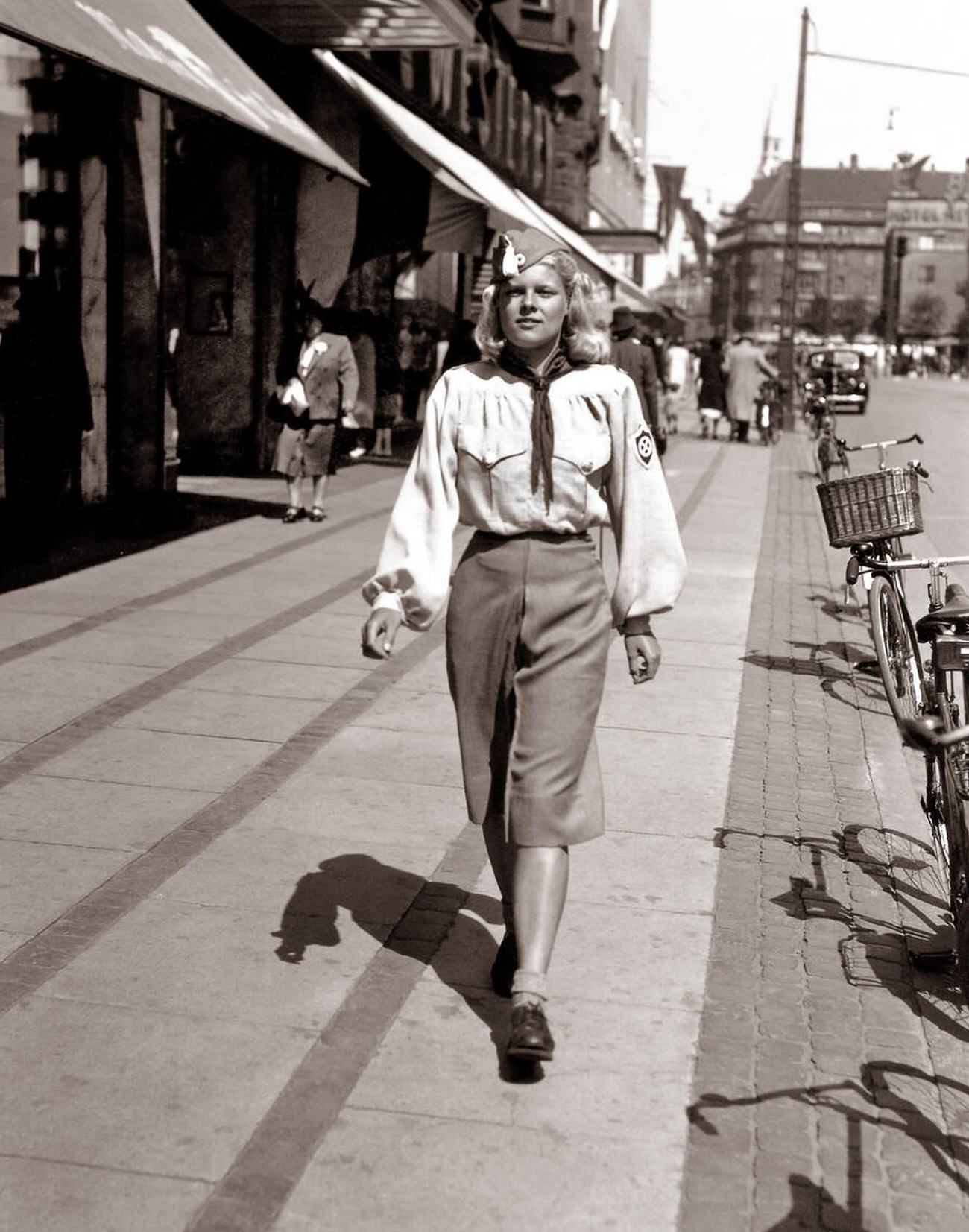 A teenage girl in a Nazi Party uniform, Denmark, 1930s