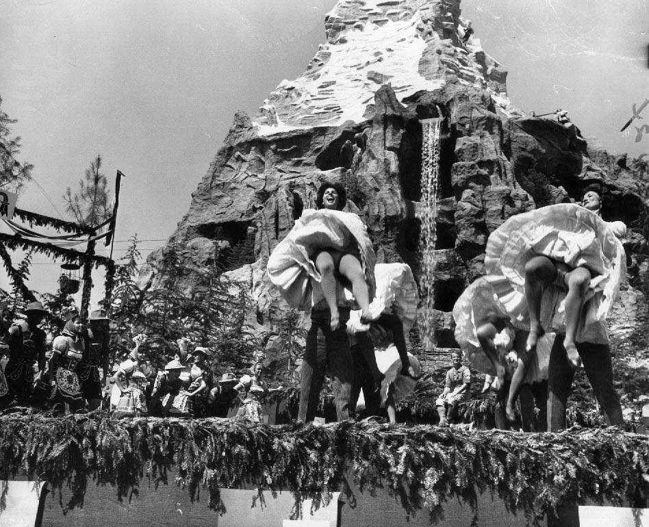 wiss dancers (hah!) on stage in front of the Matterhorn, 1959