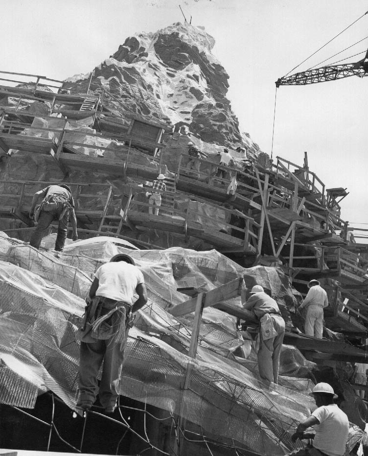 Disneyland-Construction file. Matterhorn nears completion, 1959