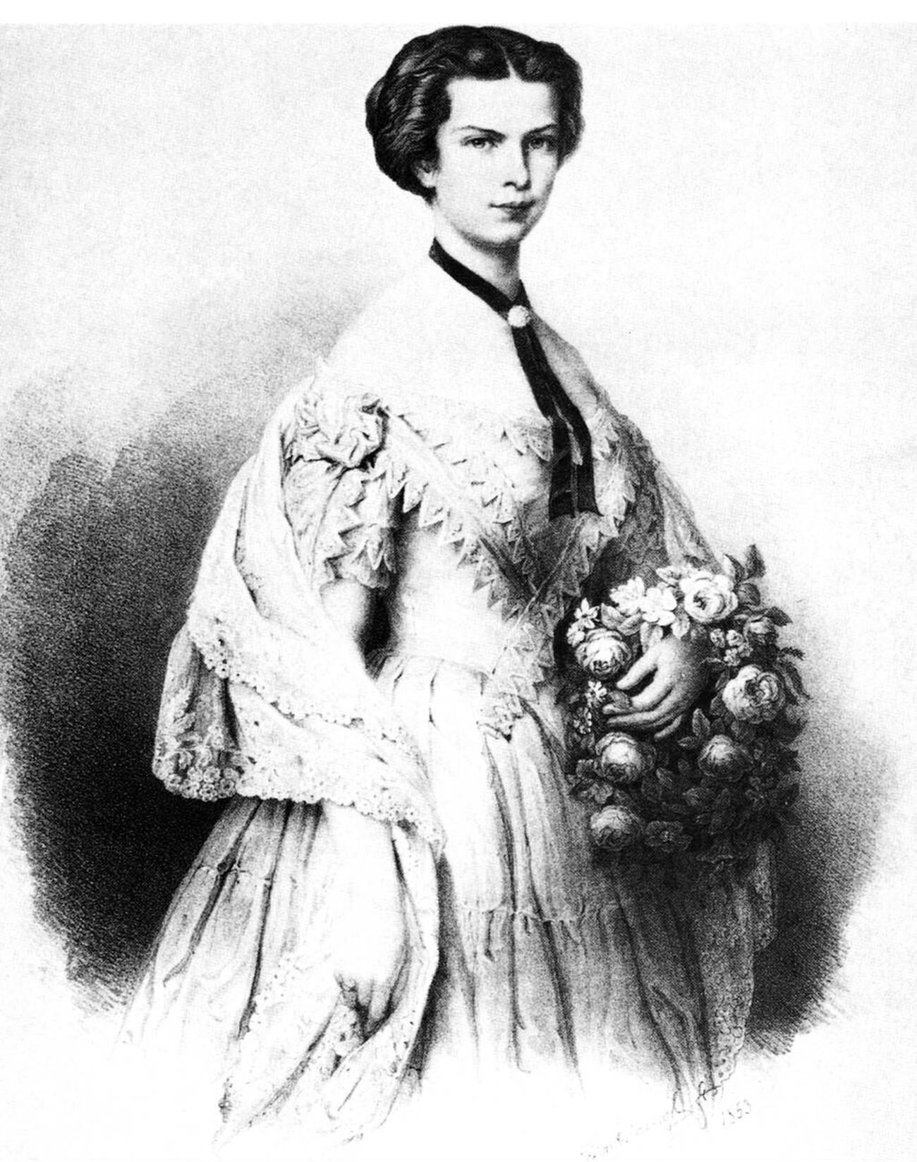 Empress Elisabeth of Austria, wife of Emperor Franz Josef, 1853.