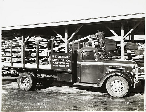 Model T 18 #C G 26 At a Lumber Yard. R.E. Behnke Lumber Co..