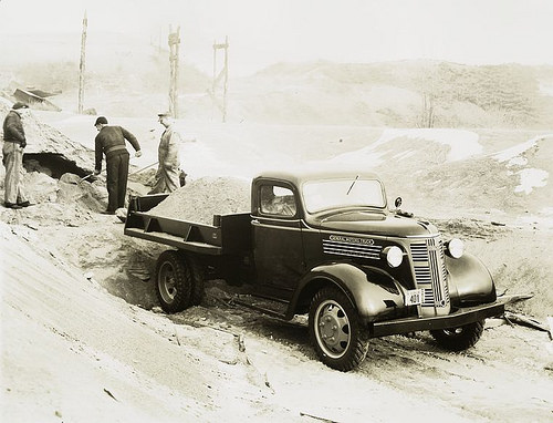 Model T 16 - C-6 General Motors Truck, at a gravel pit.