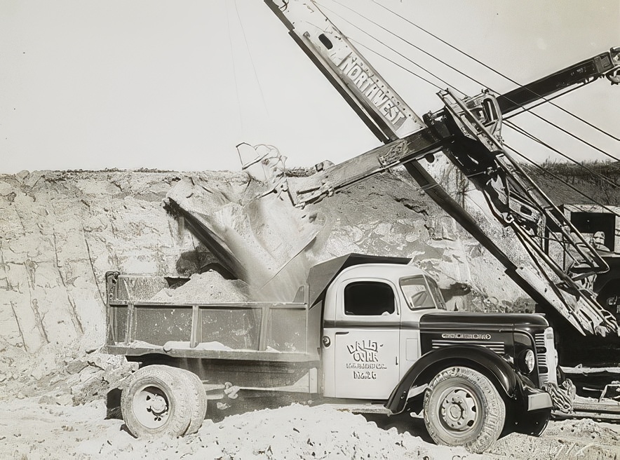 GM Truck loading sand.