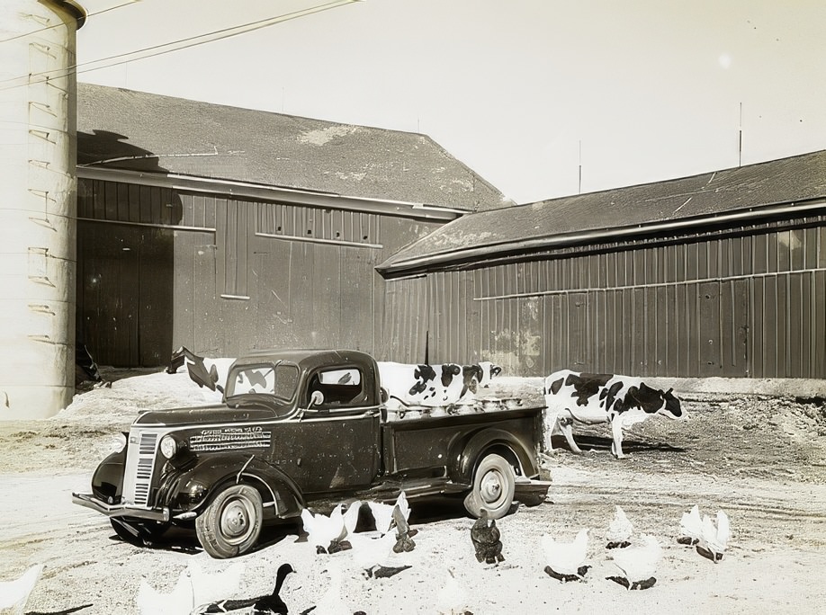 GM truck used for shipping milk cans.