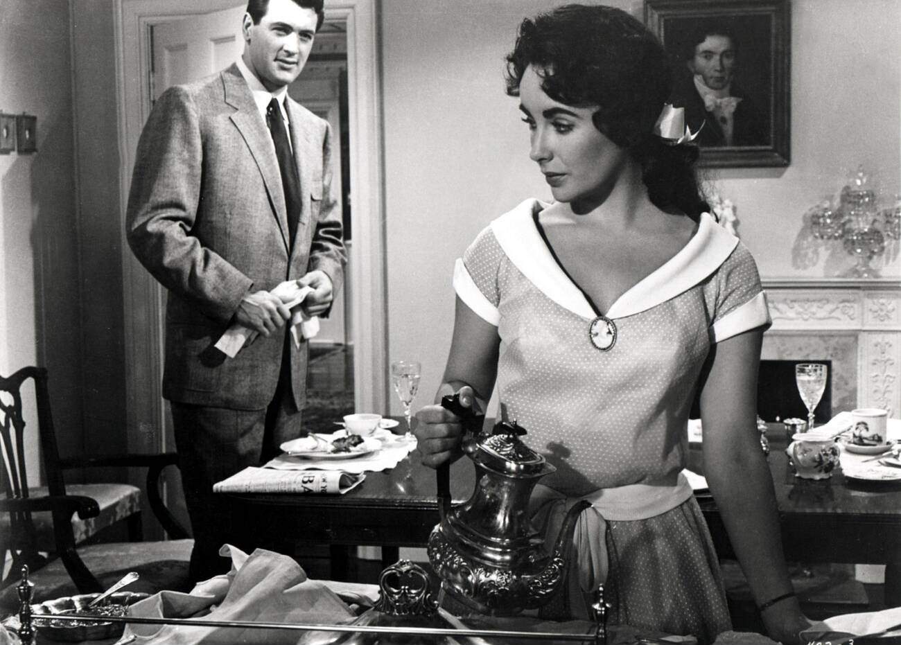 Rock Hudson and Elizabeth Taylor in ‘Giant’, 1956.