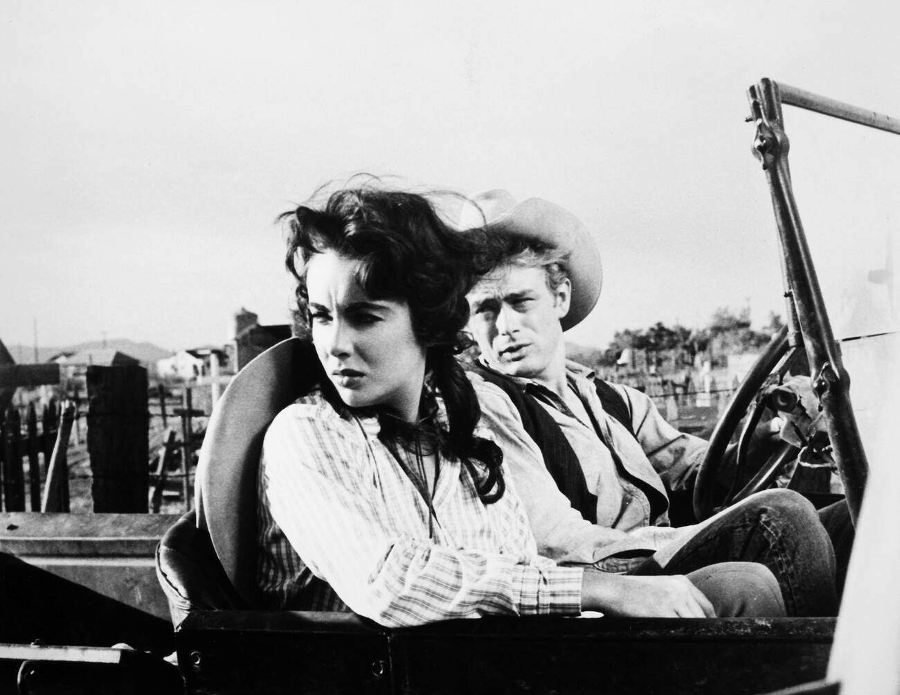 Elizabeth Taylor and James Dean in ‘Giant’, 1956.